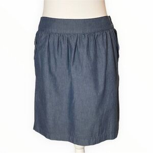 Brooks Brothers Red Fleece Blue Striped Chambray A-Line Skirt Womens Sz 8